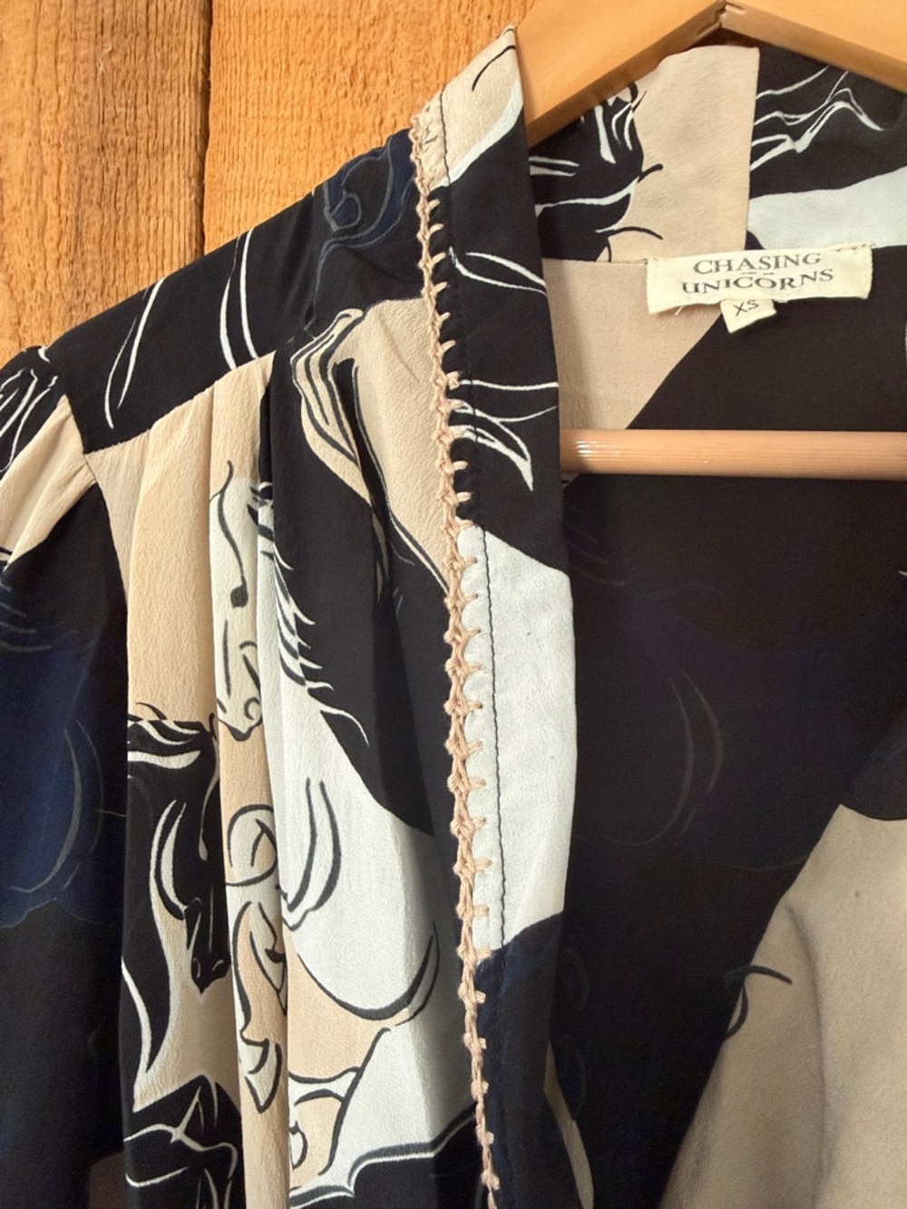 CHASING UNICORNS << Runaway horses silk crepe wrap dress - Picture 11 of 13